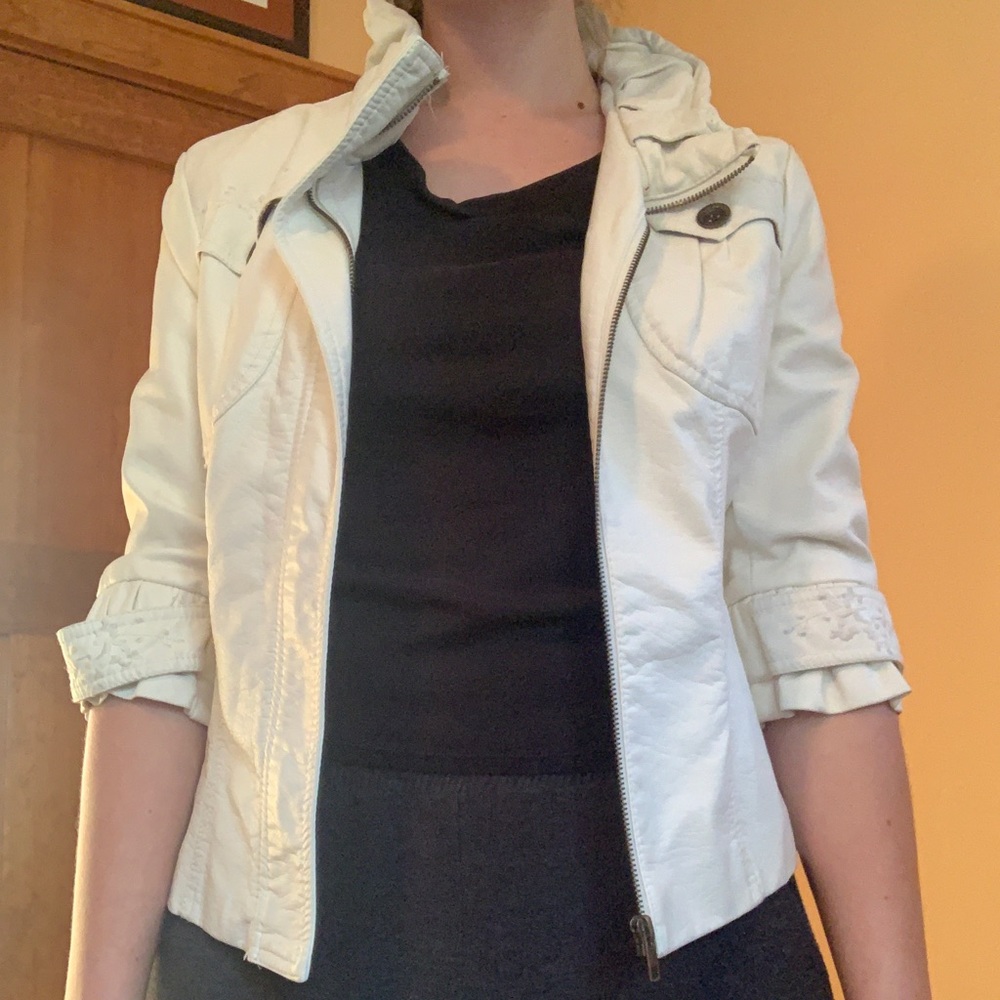 Vintage white leather jacket